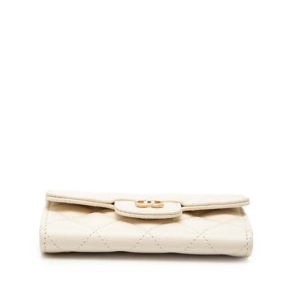 CHANEL White Caviar Leather Logo Wallet - Picture 3 of 7